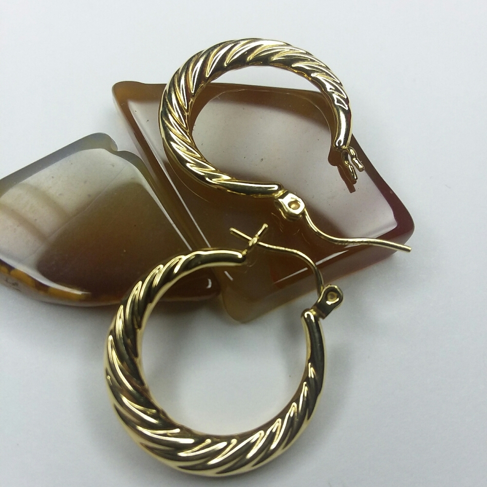 14K twisted hoops